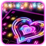 neon lights heart theme android application logo